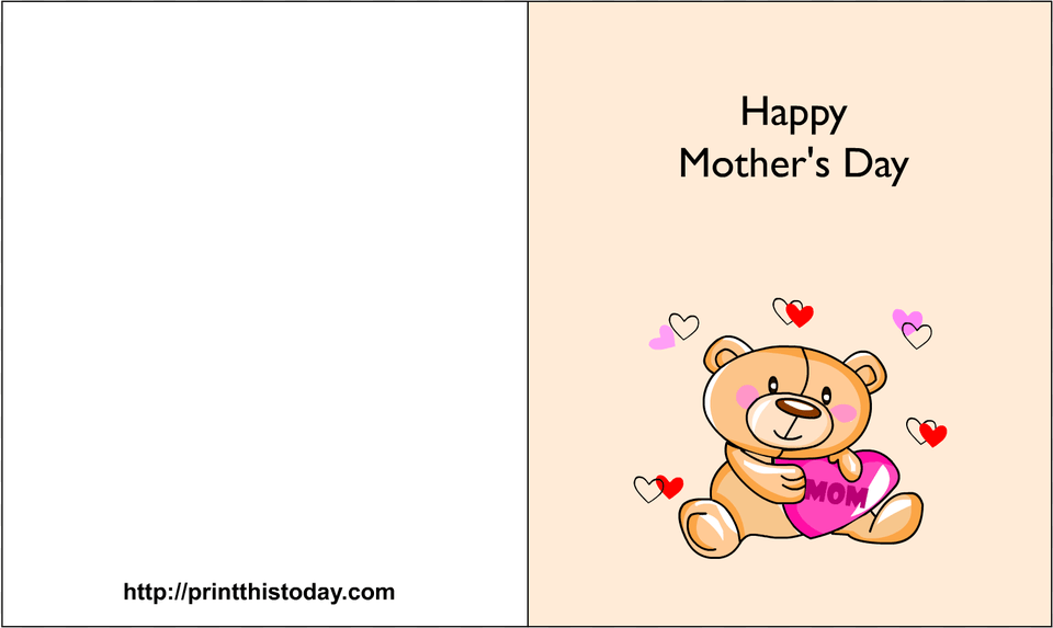 Mother Day Card For Cartoon, Animal, Bear, Mammal, Wildlife Free Png Download