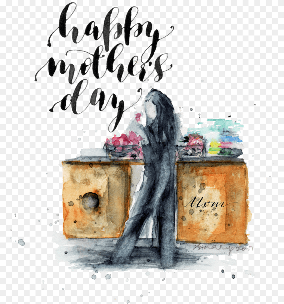 Mother Day Scene Watercolor Paint, Adult, Bride, Female, Person Png Image