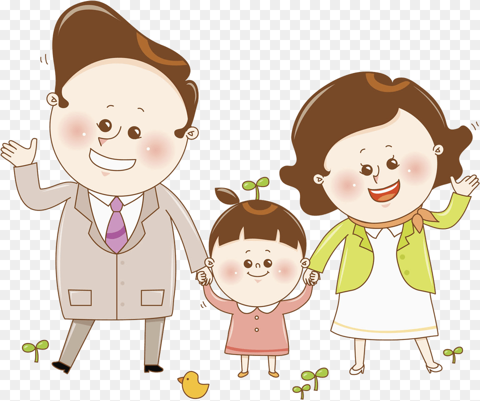 Mother Father Parent Child Cartoon, Baby, Person, Face, Head Png Image