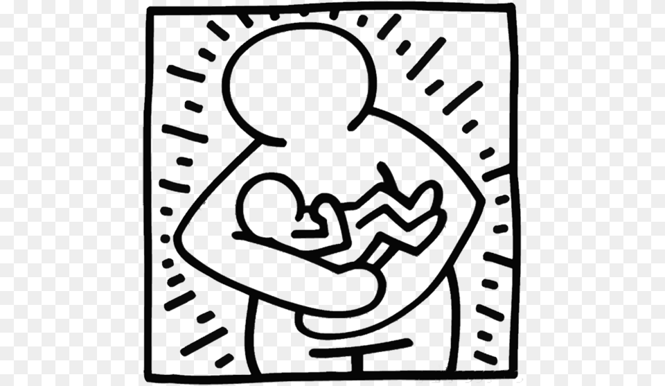 Mother Holding Baby Keith Haring, Blackboard Png