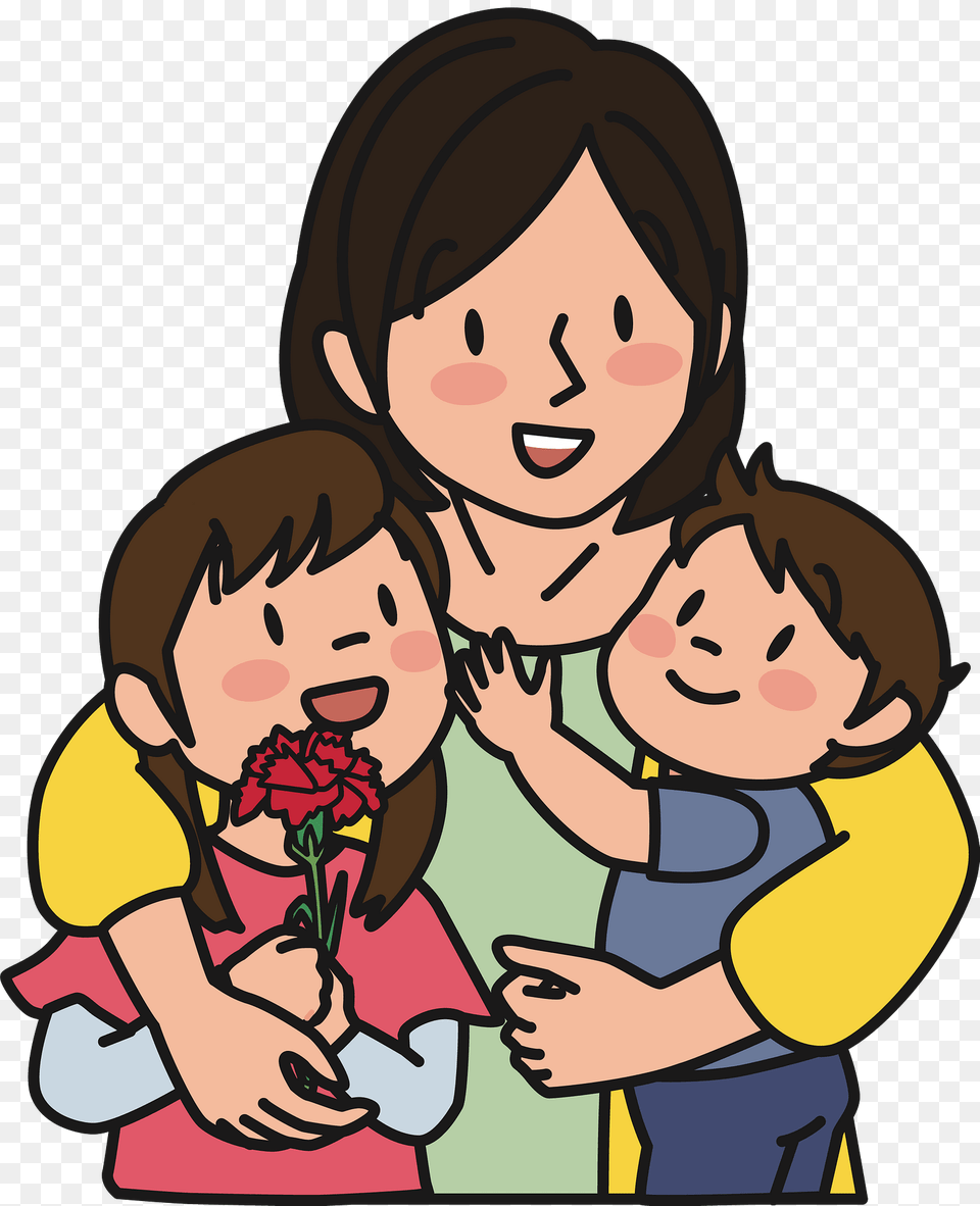 Mother Holding Children Clipart, Publication, Book, Comics, Person Free Transparent Png