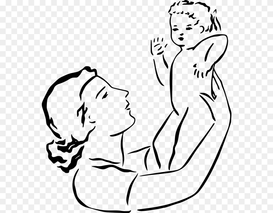 Mother Infant Child Download Line Art, Gray Png Image
