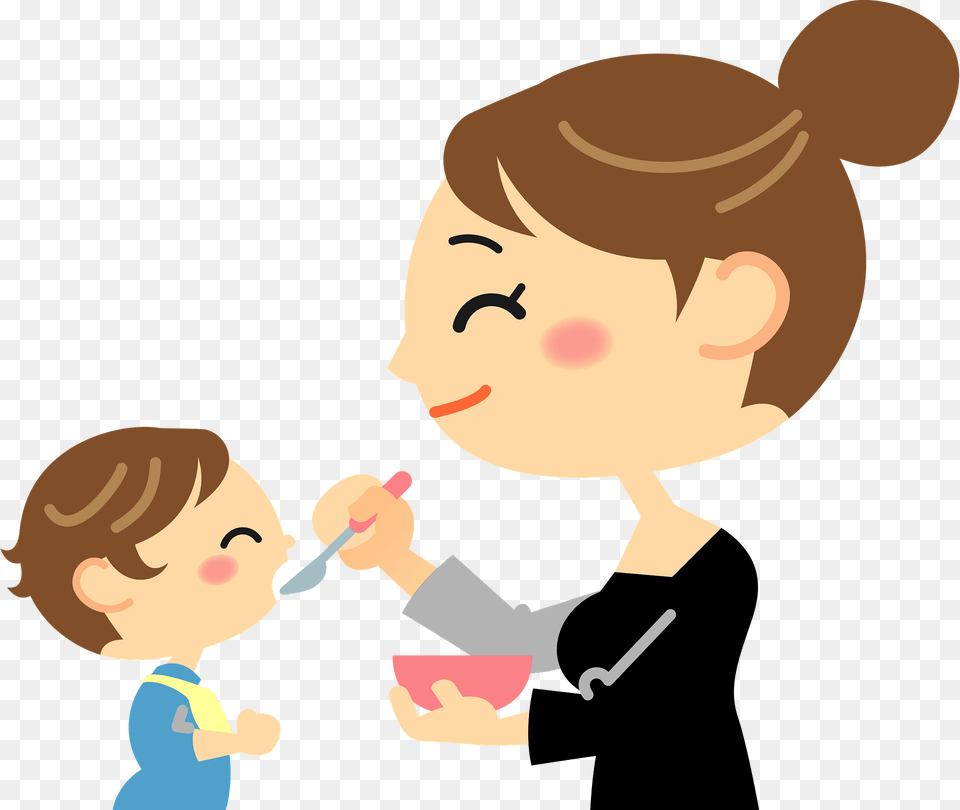 Mother Is Feeding Baby A Meal Clipart, Person, Face, Head, Injection Free Transparent Png