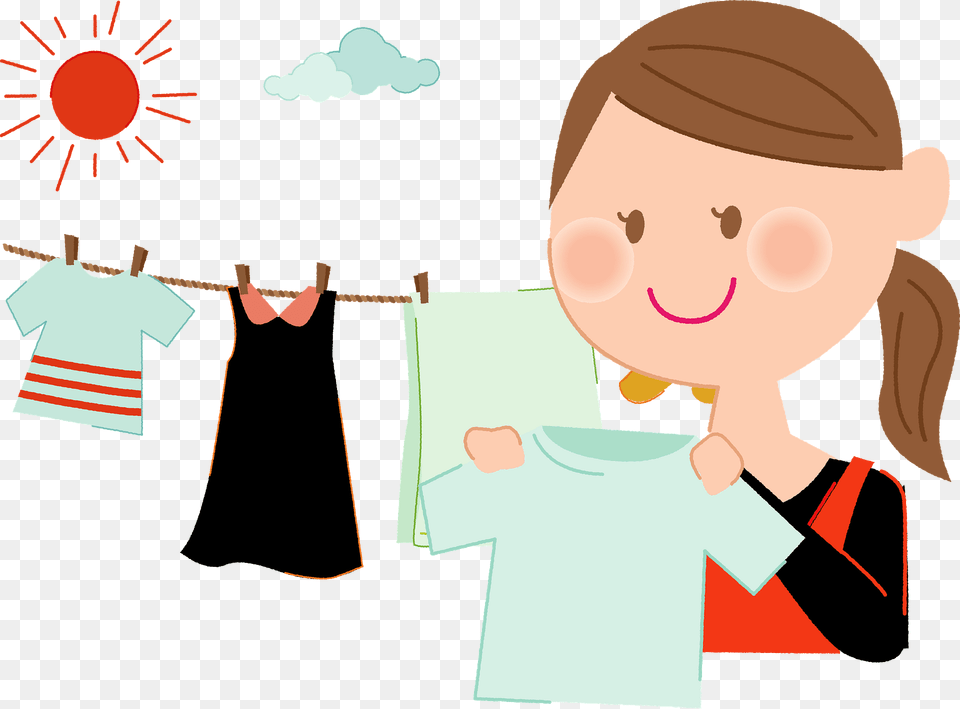 Mother Is Hanging Laundry Out Clipart, Face, Head, Person, Baby Free Png Download