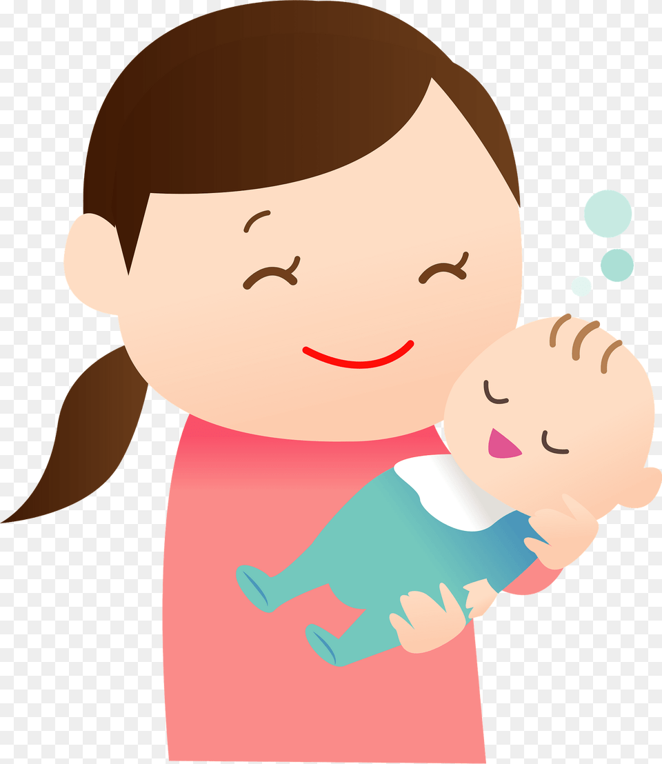 Mother Is Holding A Sleeping Baby Clipart, Person, Face, Head, Photography Png Image