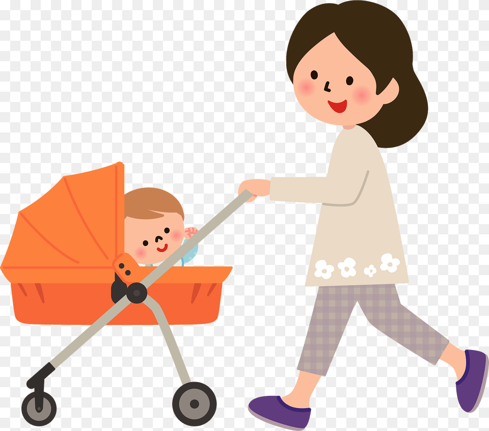Mother Is Pushing Baby Stroller Clipart, Person, Face, Head Free Png Download