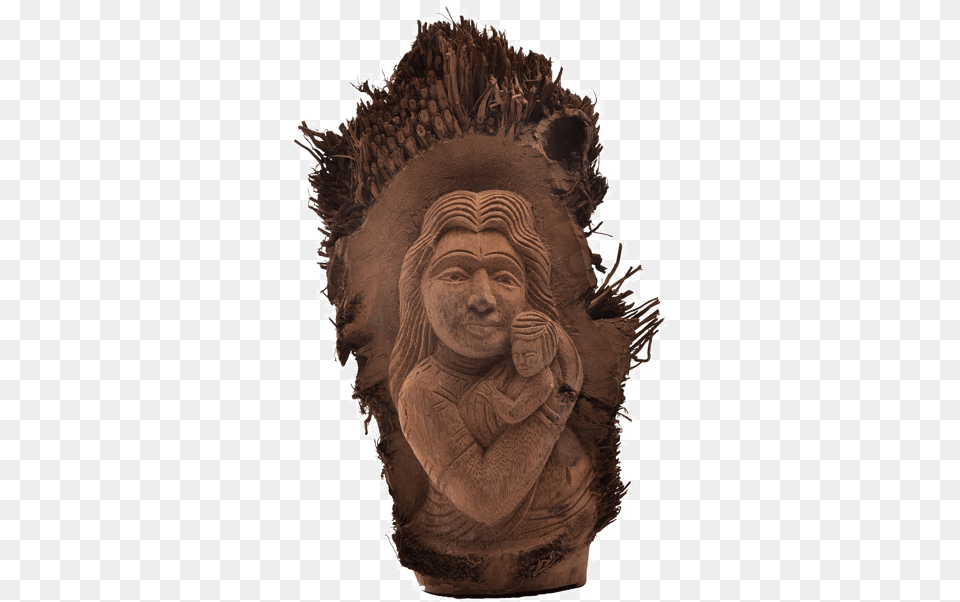 Mother Mary Holding Baby Jesus Carved On Bamboo Root Bust, Archaeology, Art, Head, Face Free Transparent Png