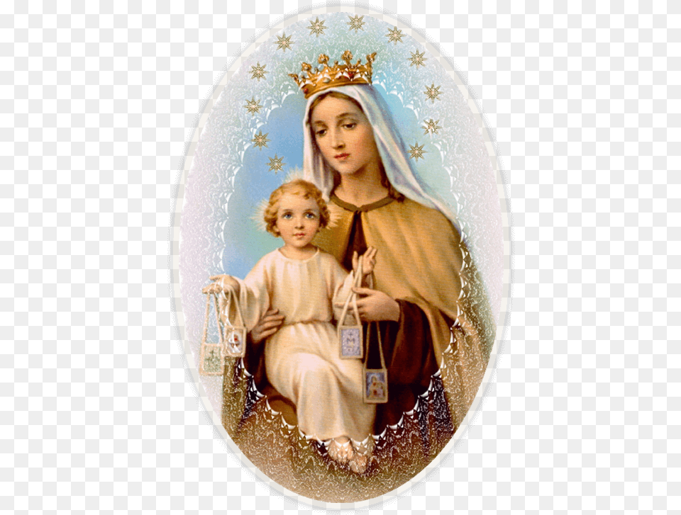 Mother Mary Mount Carmel, Art, Face, Head, Painting Png Image