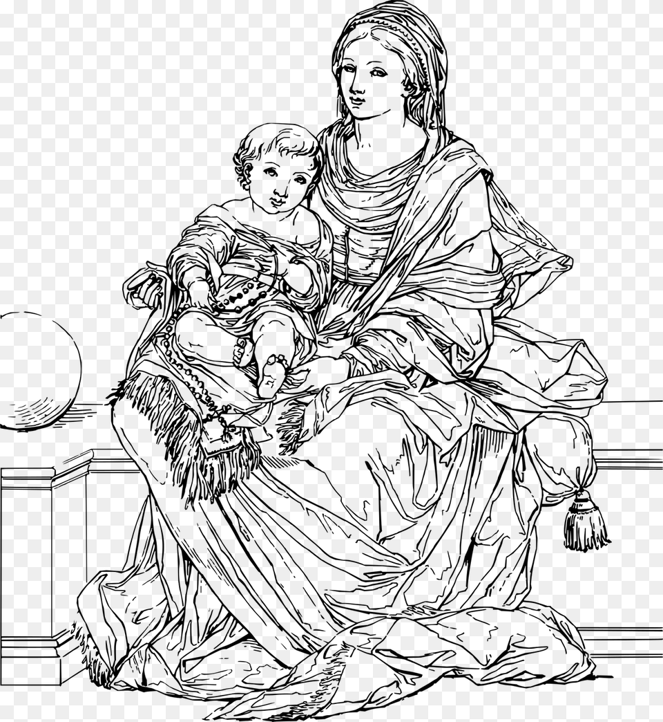 Mother Mary With Infant Jesus Images, Gray Png