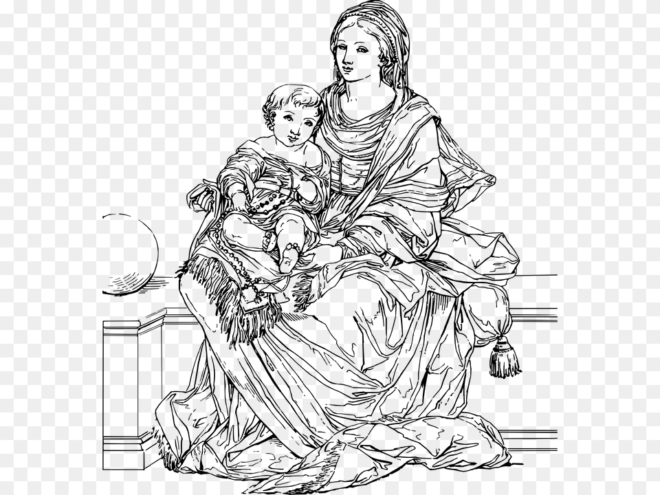 Mother Mary With Infant Jesus Images Download, Gray Free Transparent Png