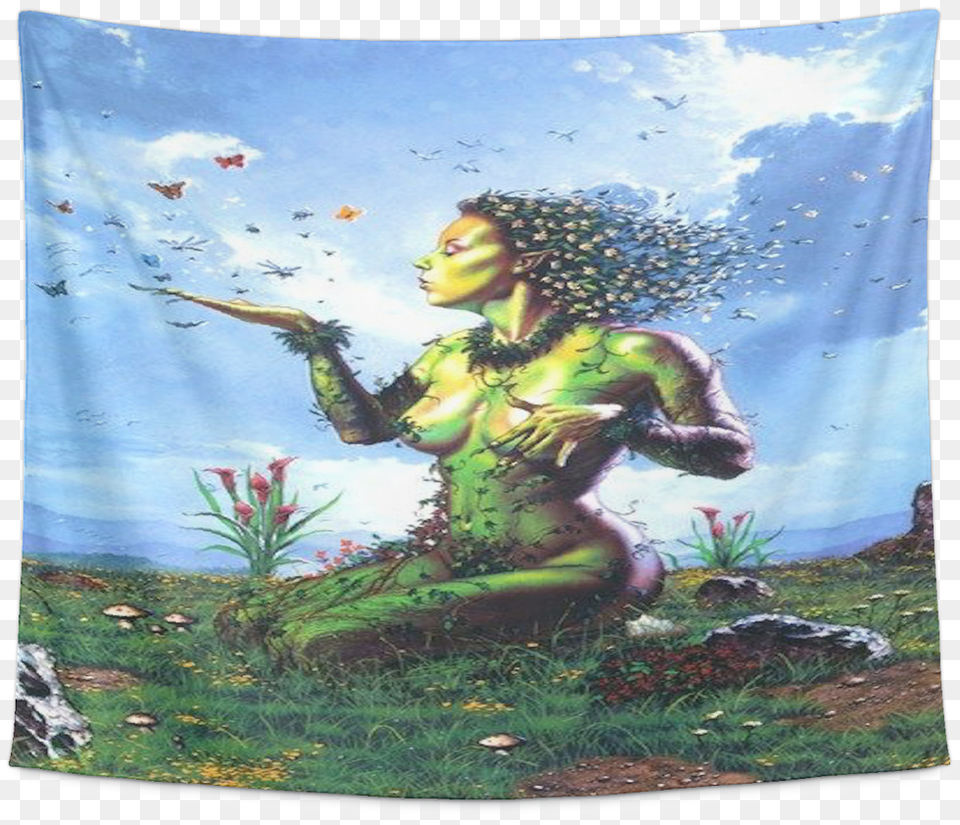 Mother Nature Goddess Gaia Mother Earth Green Pixie, Painting, Art, Person, Adult Free Png