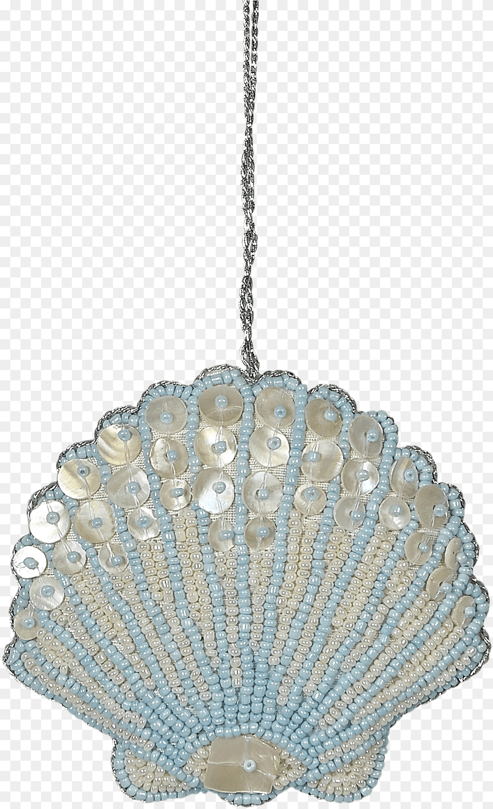 Mother Of Pearl And Bead Scallop Blue Chandelier, Lamp Free Png Download