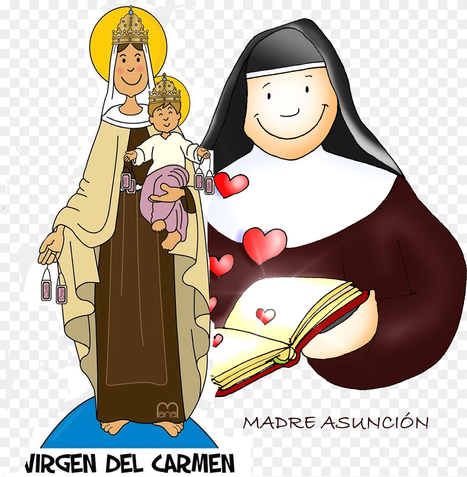 Mother Our Lady Of Mount Carmel Carmelites Woman Nuestra Del Carmen Caricatura, Book, Comics, Publication, Baby Free Transparent Png
