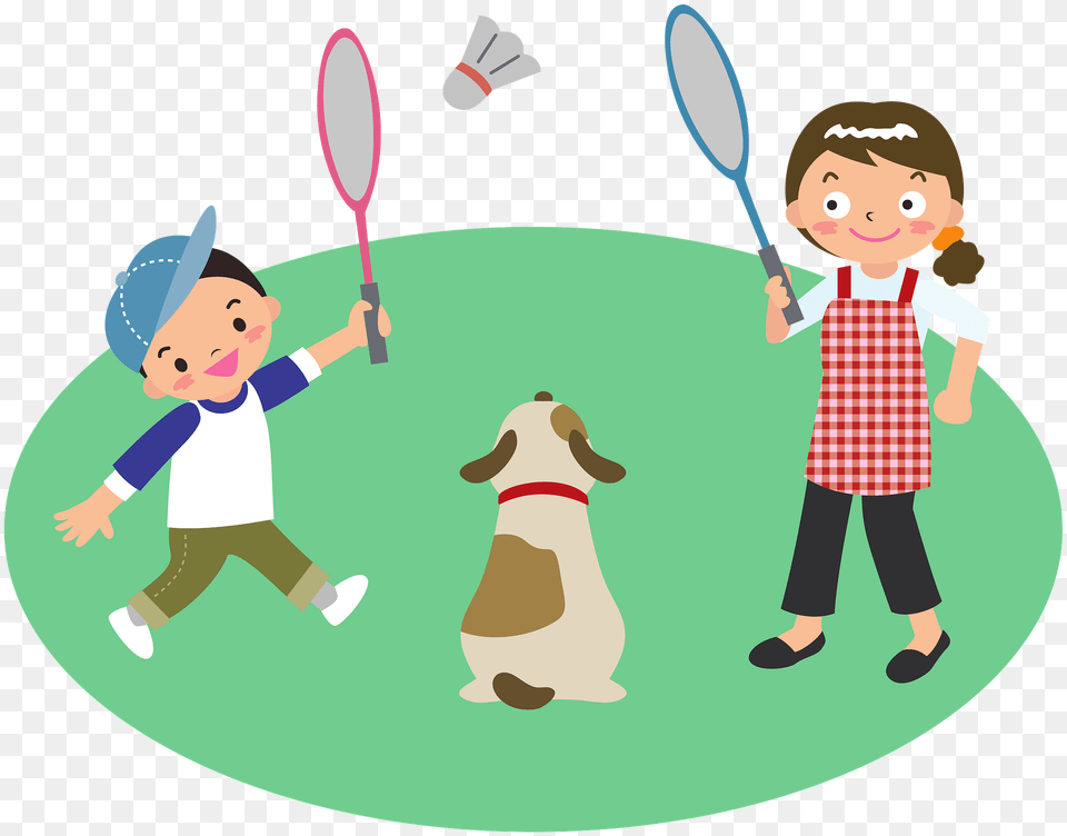 Mother Plays Badminton With Son And Dog Clipart, Sport, Person, Tennis Ball, Tennis Free Png Download