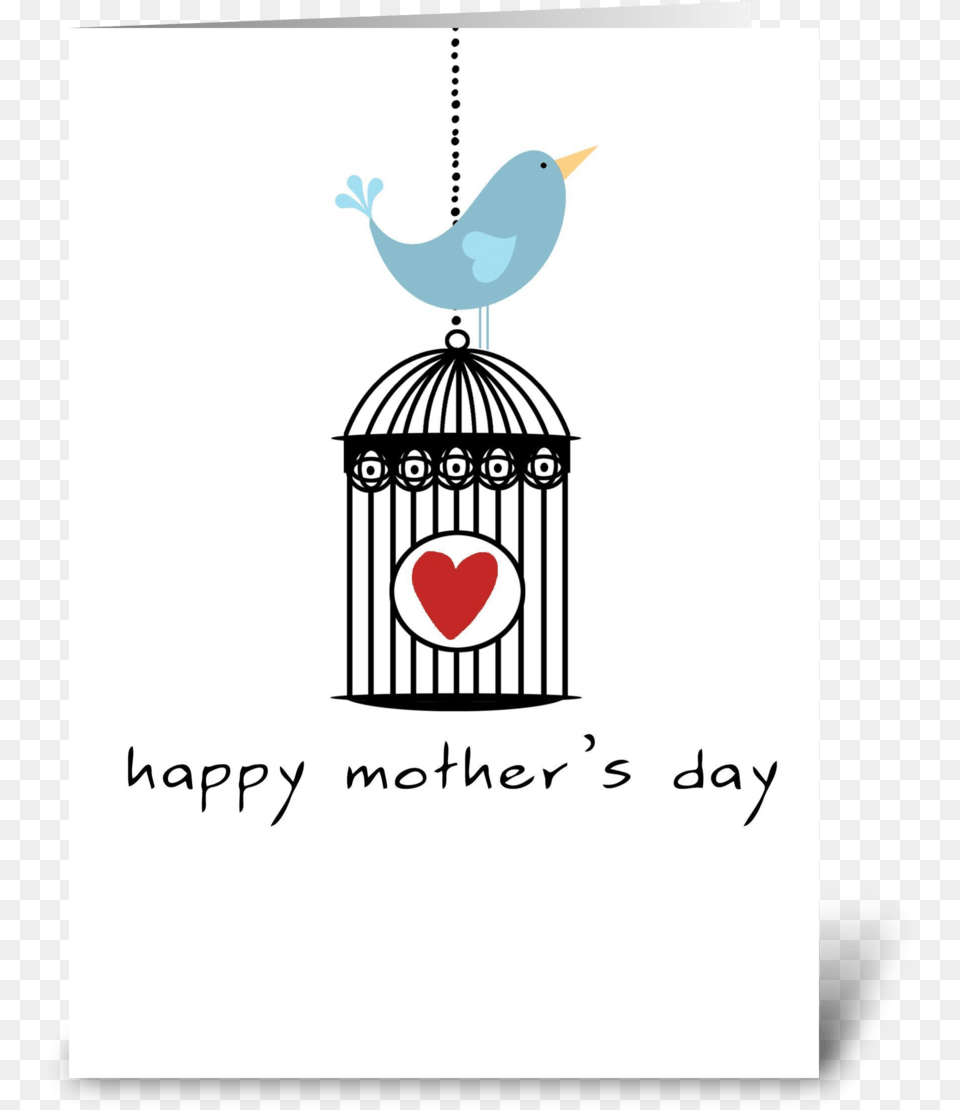 Mother S Day Birdcage With Heart Greeting Card Graphic Design, Animal, Bird Free Png Download