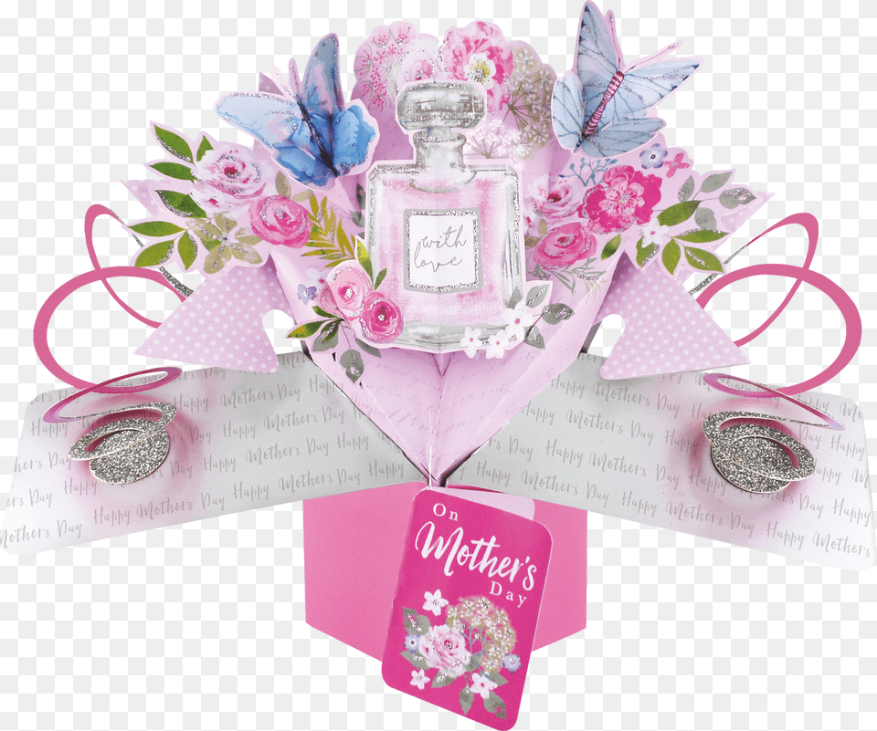 Mother S Day Perfume Bottle Pop Up Greeting Card Second Mother39s Day Pop Up Card, Flower, Plant, Rose, Cosmetics Png Image