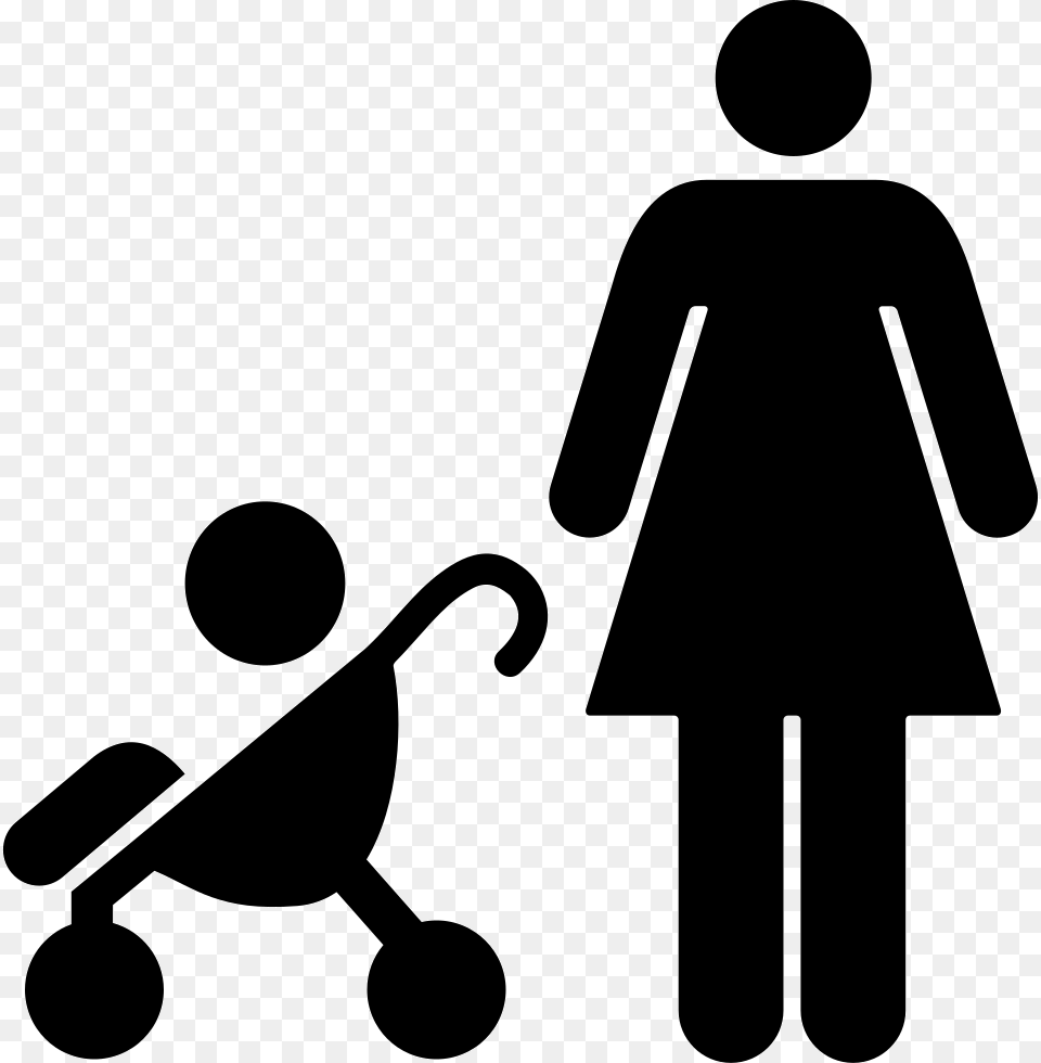 Mother With Baby On Stroller Comments Red Female Toilet Sign, Silhouette, Stencil, Device, Grass Free Png
