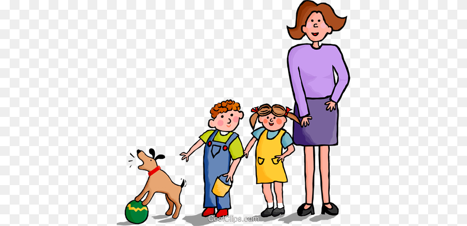 Mother With Children And Dog Royalty Vector Clip Art, Person, Baby, Face, Head Free Png Download