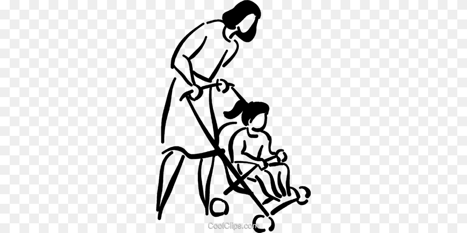 Mother With Daughter In A Stroller Royalty Vector Clip Art, People, Person, Halter Free Transparent Png