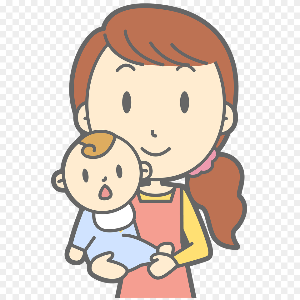 Mother With Her Baby Boy Clipart, Face, Head, Person, Cartoon Free Transparent Png
