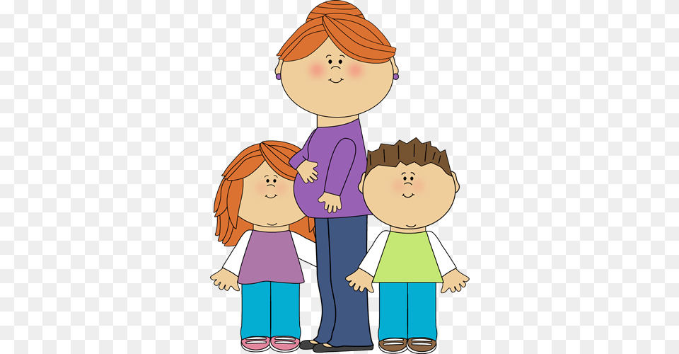 Mother With Kids Clipart, Book, Comics, Publication, Baby Free Png