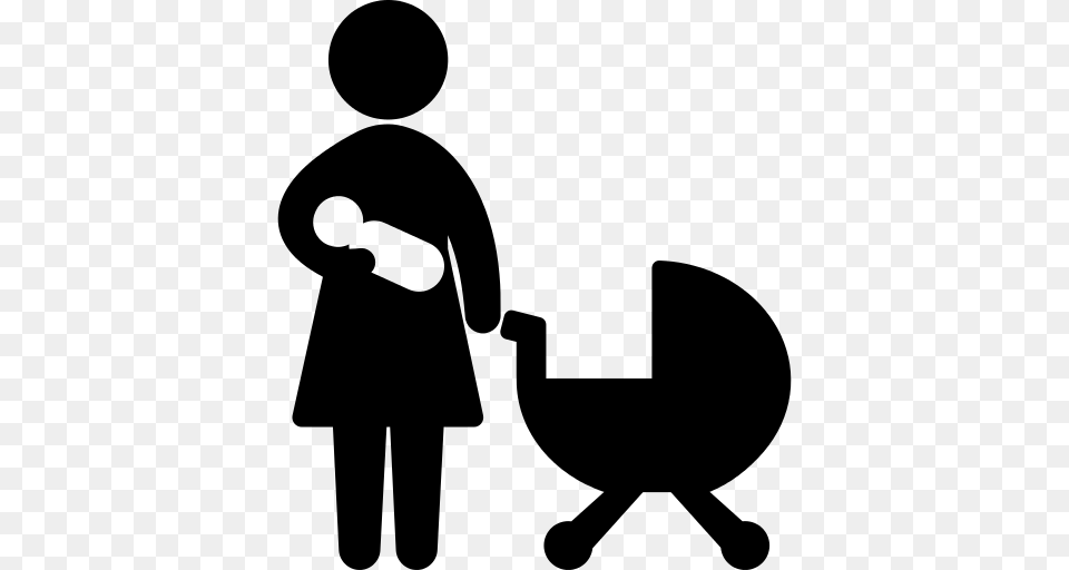 Mother With Son Silhouettes Icon, Gray Free Transparent Png