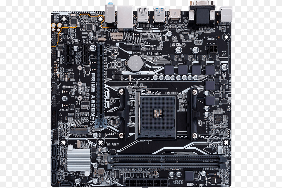 Motherboard Image Motherboard Asus Prime A320m K, Computer Hardware, Electronics, Hardware, Printed Circuit Board Free Png Download