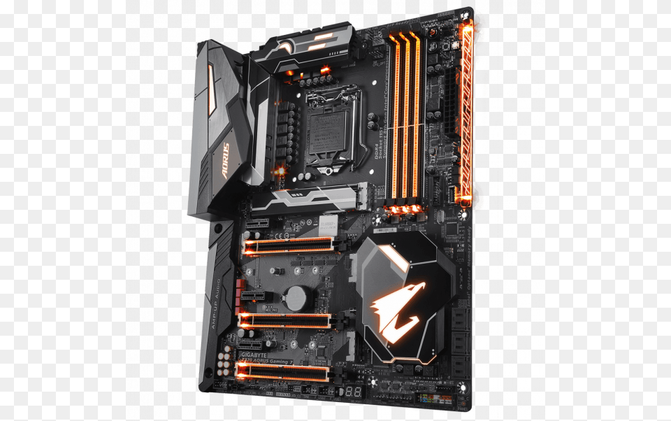 Motherboard Picture Gigabyte Z370 Aorus Gaming 7 Slots, Computer Hardware, Electronics, Hardware, Computer Png Image