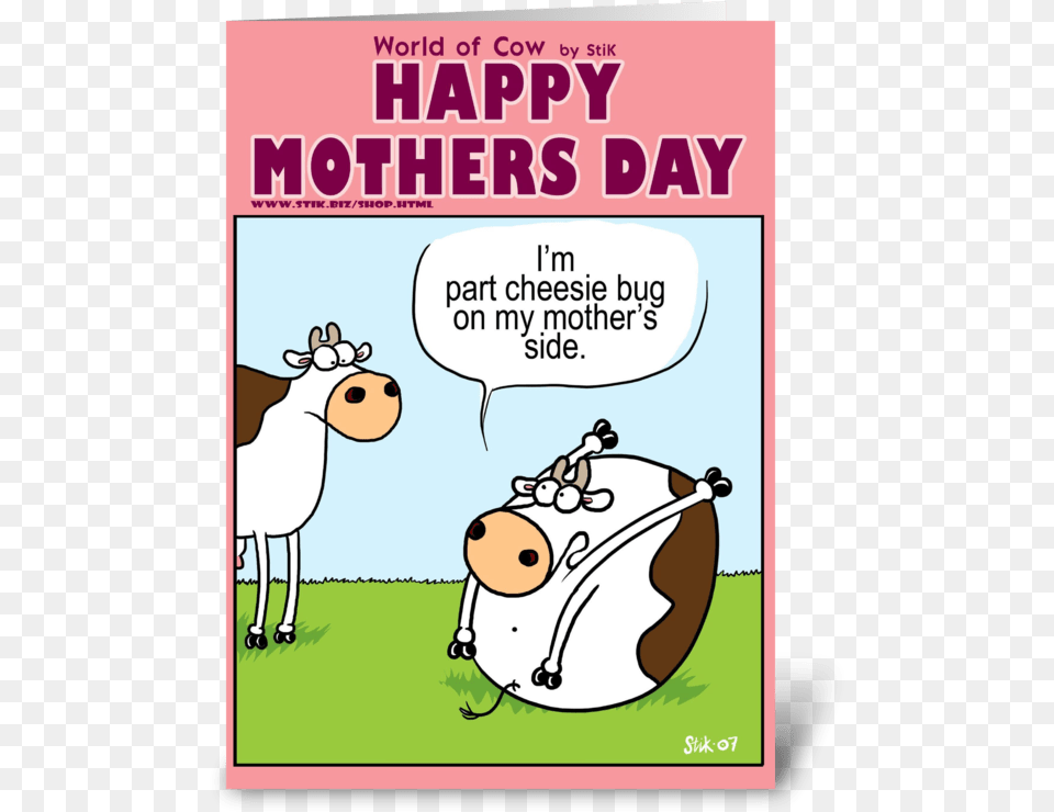 Mothers Day Cheesiebug Greeting Card Cow Mother39s Day Card, Animal, Mammal, Livestock, Cattle Free Png