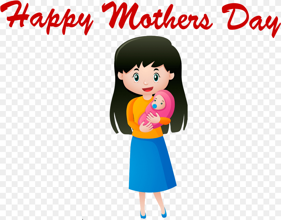 Mothers Day Greetings Free Download Cartoon, Baby, Person, Portrait, Photography Png Image