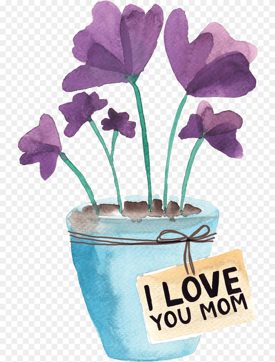 Mothers Day Watercolor Element Flowerpot, Leaf, Plant, Potted Plant, Flower Free Transparent Png