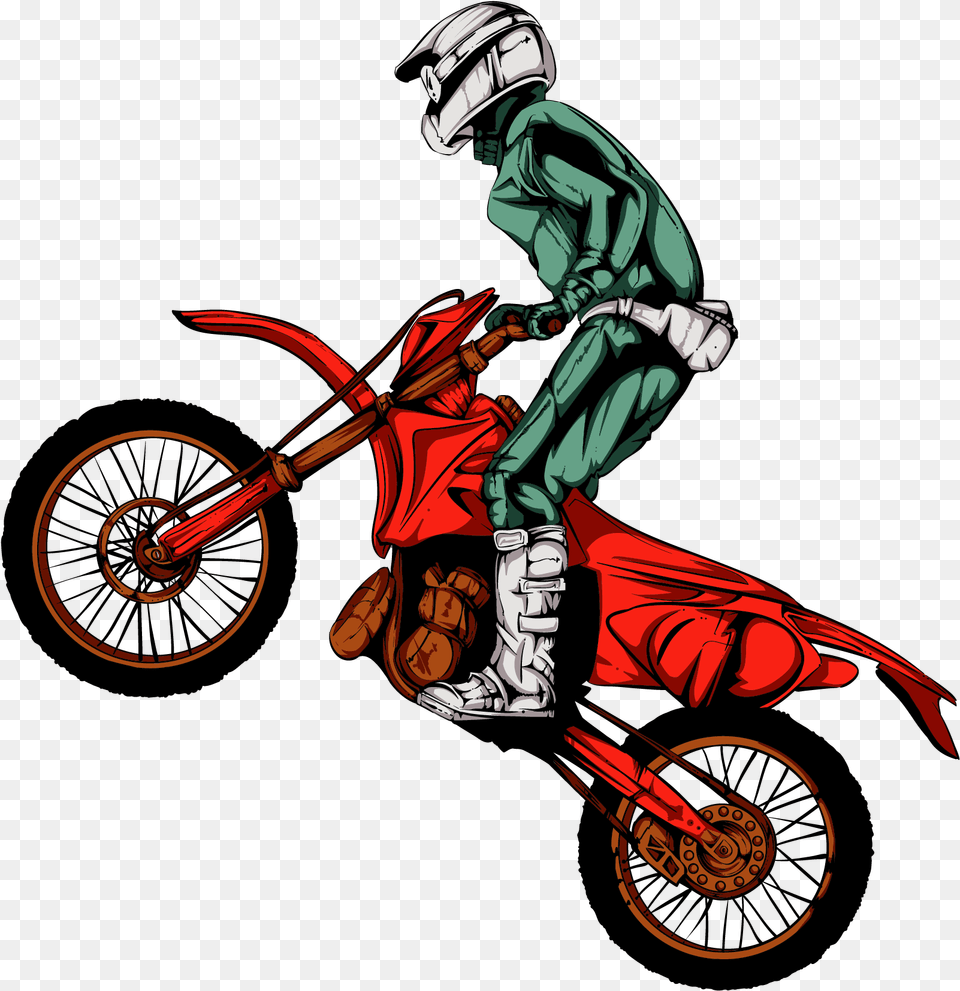 Motocross Clipart Transparent Motocross Red Vector, Helmet, Person, Motorcycle, Vehicle Png
