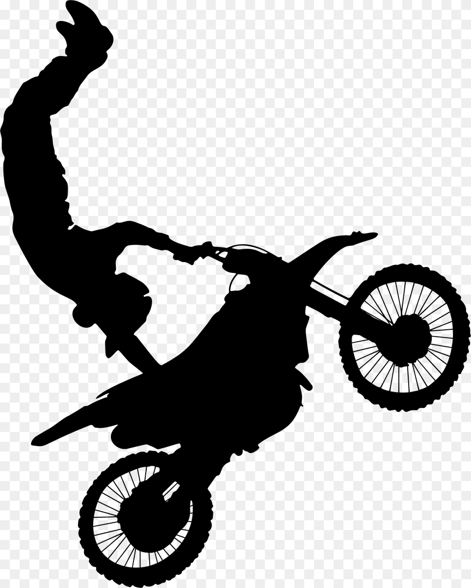 Motocross Stunt Silhouette 2 Clip Arts Moto Cross Clipart, Gray Png