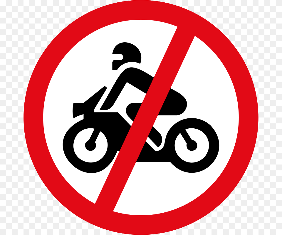 Motor Cycles Prohibited Sign No Entry For Motorcycle Sign, Symbol, Road Sign Free Transparent Png