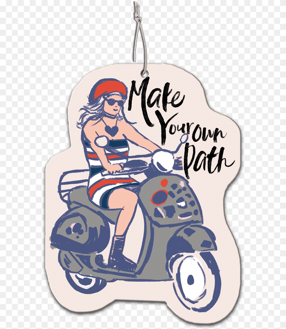 Motor Girl Air Freshener, Scooter, Transportation, Vehicle, Person Free Transparent Png