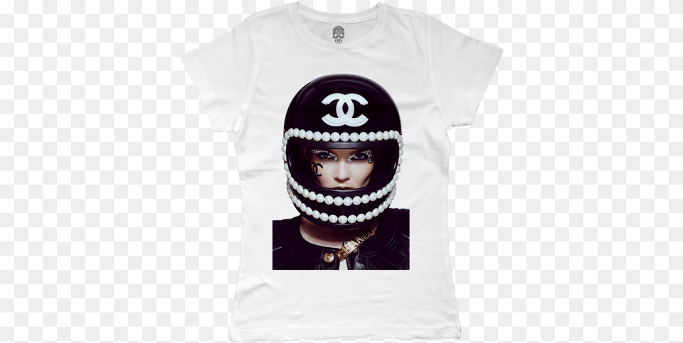 Motor Girl Chanel Helmet, T-shirt, Clothing, Crash Helmet, Shirt Png