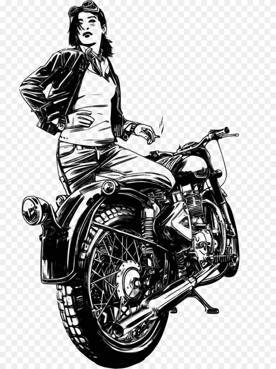 Motorbike Motorcycle Woman Picture Motorcycle Woman Illustration, Machine, Spoke, Art, Wheel Free Png