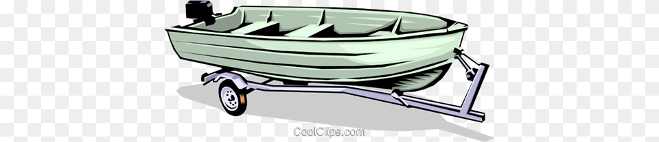 Motorboat On Trailer Royalty Vector Clip Art Illustration, Boat, Dinghy, Transportation, Vehicle Free Png Download