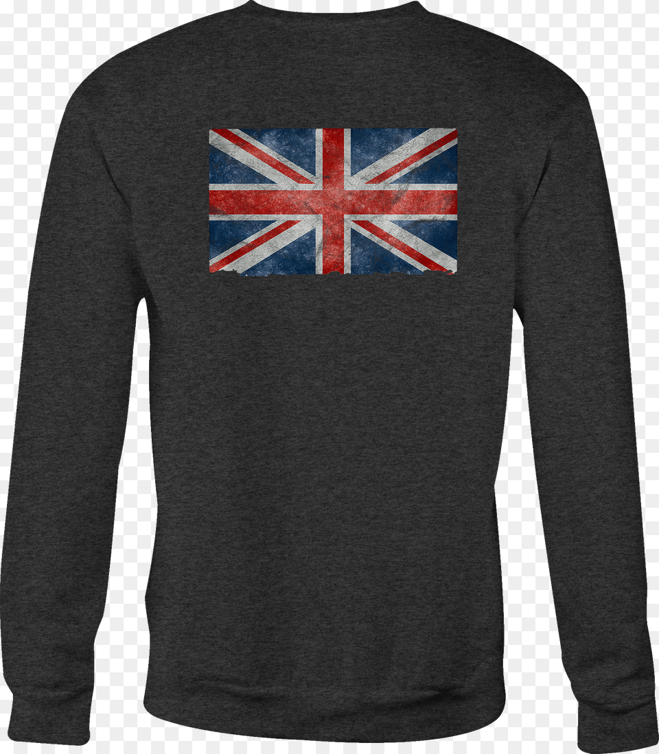 Motorcycle Crewneck Sweatshirt Distressed Uk British Long Sleeved T Shirt, Clothing, Long Sleeve, Sleeve, Flag Png Image