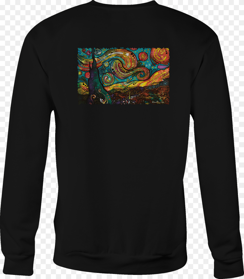 Motorcycle Crewneck Sweatshirt Neon Starry Night Swirling Long Sleeved T Shirt, Clothing, Long Sleeve, Sleeve, T-shirt Free Png Download