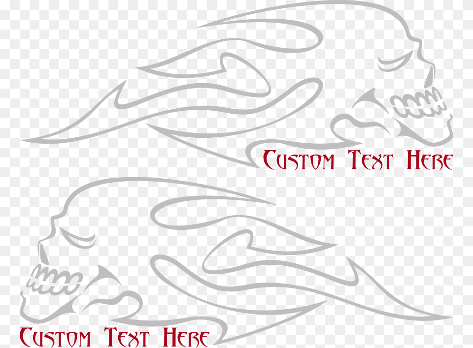 Motorcycle Flaming Skull Fs10 Gas Tank Decals Design, Stencil, Text, Person Free Png
