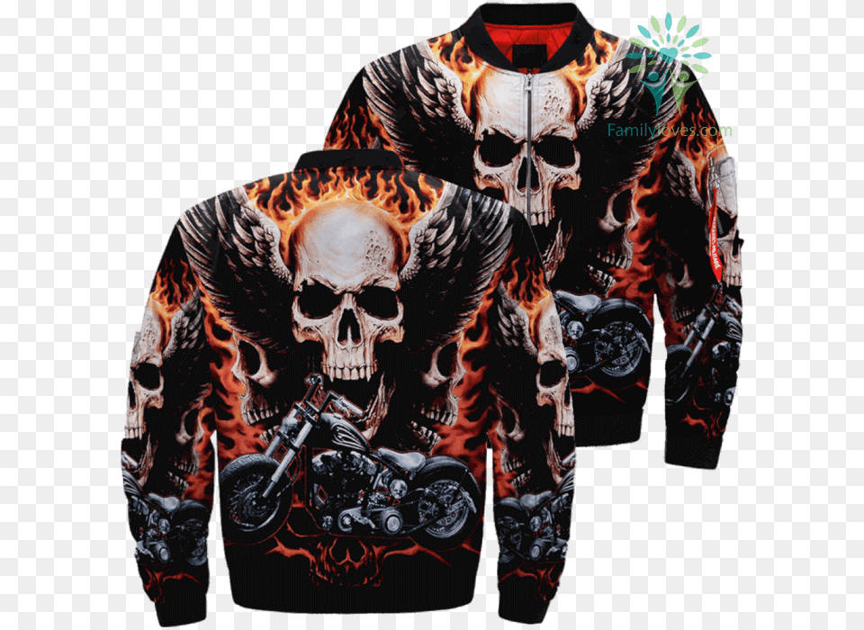 Motorcycle Ghost Rider Skull Over Print Jacket Tag Skull Paint With Diamonds, Hoodie, Clothing, Sweater, Sweatshirt Free Png Download