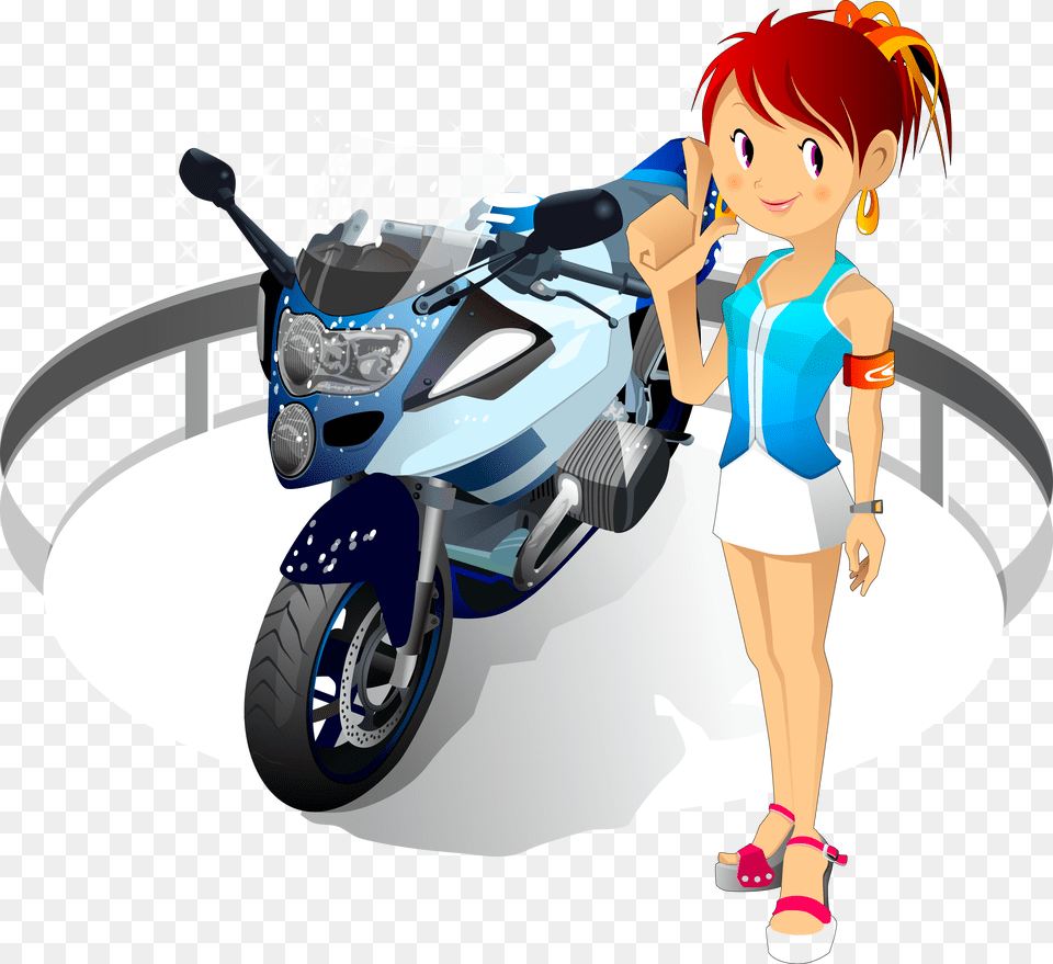 Motorcycle Harley Davidson Clip Art Cartoon Characters Girls, Vehicle, Transportation, Publication, Book Free Transparent Png