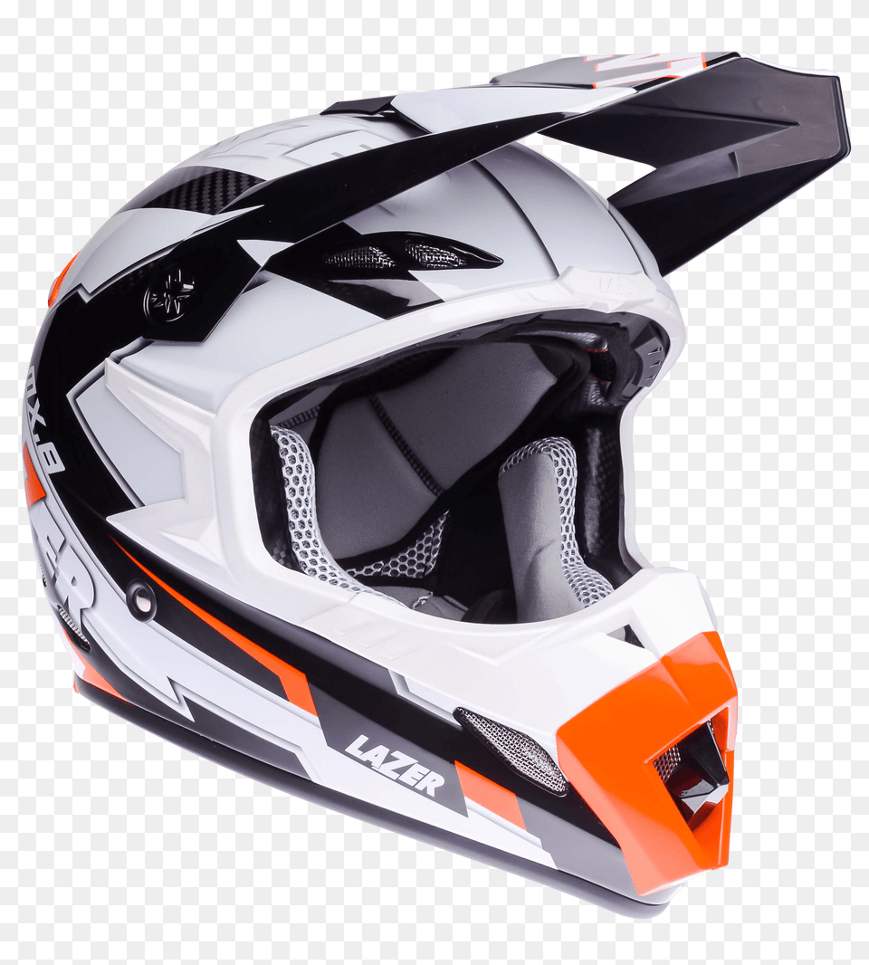 Motorcycle Helmet Lazer Mx8 Geotech Pc Black Carbon White Orange, Crash Helmet, Clothing, Hardhat Free Transparent Png