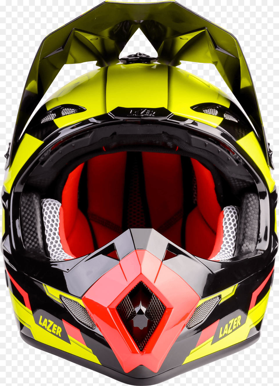 Motorcycle Helmet Lazer Mx8 Geotech Pure Carbon Yellow Black Red Front, Crash Helmet, Clothing, Hardhat Png Image
