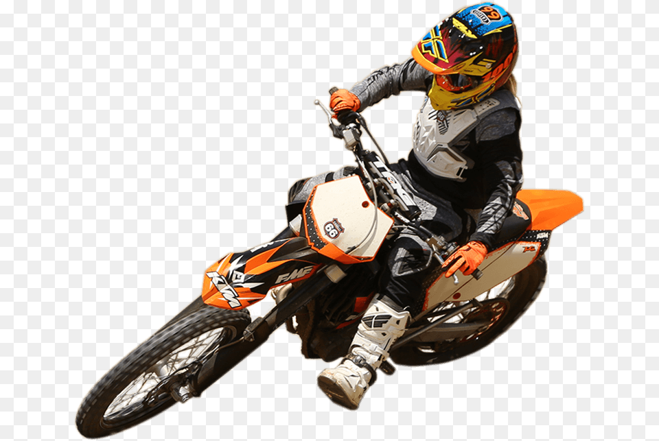 Motorcycle Motocrossenduroroad Racingtrack Racingmotorcycle Supermoto, Vehicle, Helmet, Transportation, Person Png Image