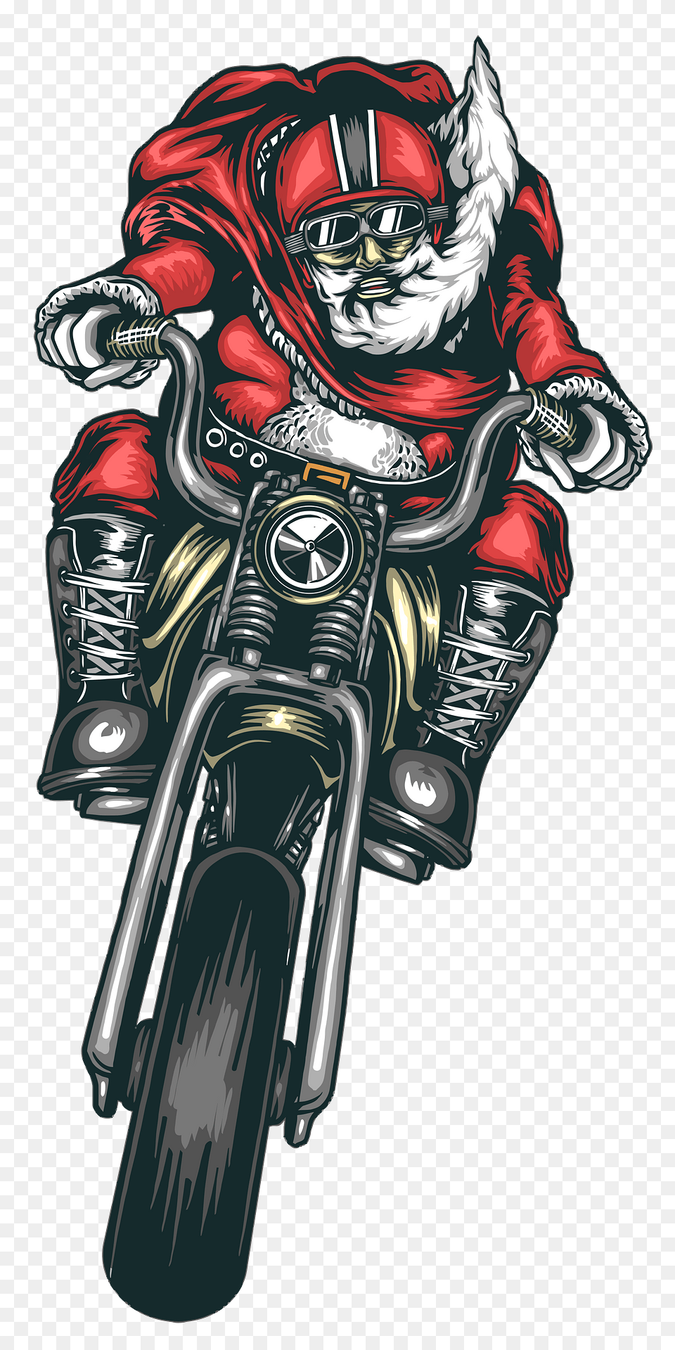 Motorcycle Santa Clipart, Clothing, Glove, Transportation, Vehicle Free Png Download
