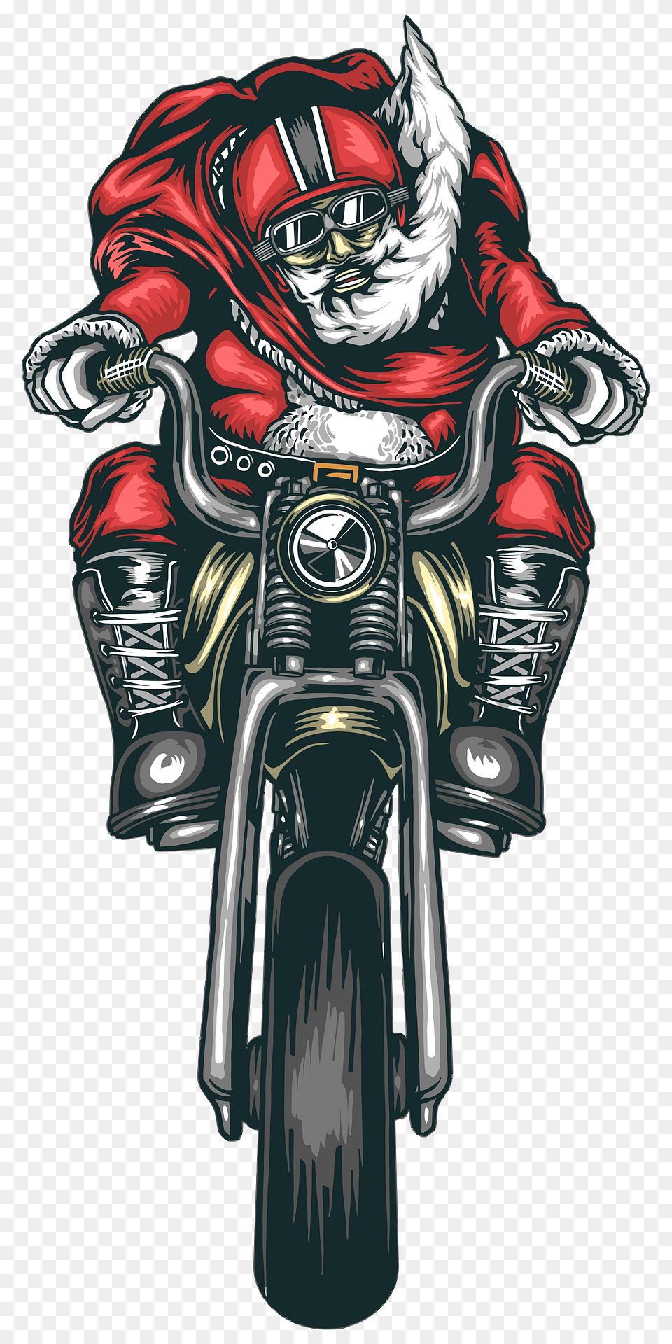 Motorcycle Santa Straightened Clipart, Transportation, Vehicle, Art, Person Free Png Download