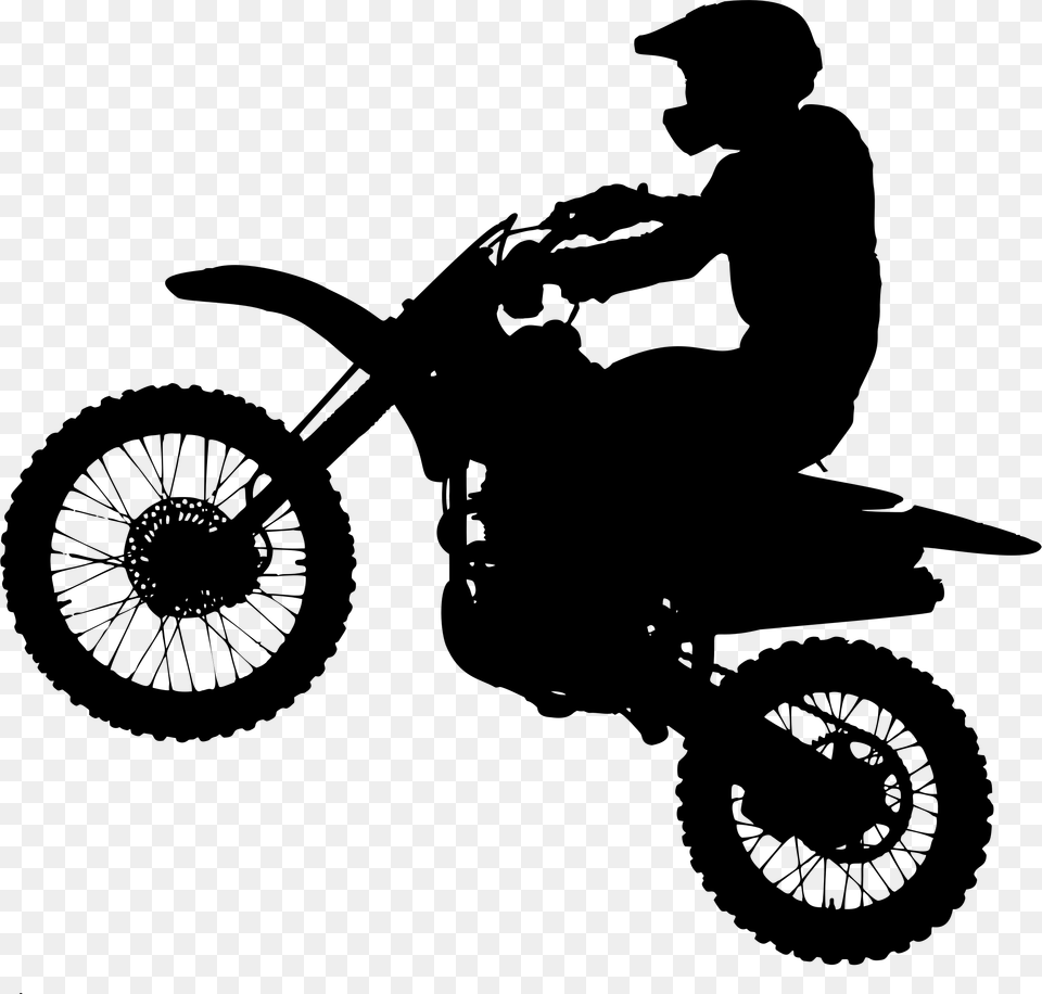 Motorcycle Silhouette Bicycle Motocross Clip Art Dirt Bike Silhouette, Gray Png