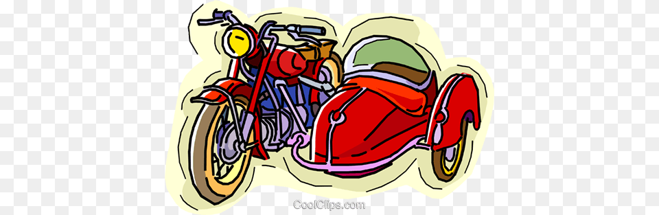 Motorcycle With Sidecar Royalty Free Vector Clip Art Illustration, Vehicle, Transportation, Tool, Plant Png